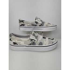 VANS Classic Slip-On Camouflage Grey Black Canvas Mens 5 Womens 6.5 Grunge Skate